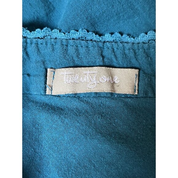 Vintage 90s Y2K Teal Cap Sleeve Slim Fit Feminine Blouse With Lace Accents - Picture 2 of 9